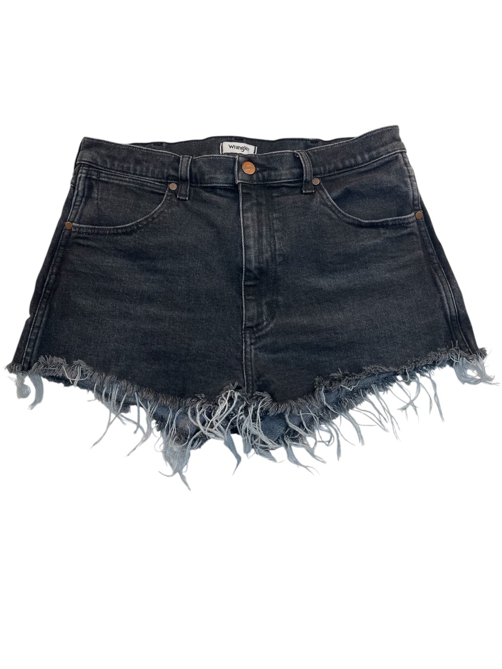 Wrangler Black Denim Cutoff Jean Shorts with Frayed Hem Women’s size 29